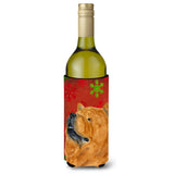 Chow Chow Red And Green Snowflakes Holiday Christmas Wine Bottle Beverage Insulator