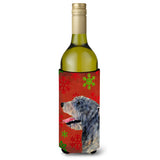 Irish Wolfhound Red And Green Snowflakes Holiday Christmas Wine Bottle Beverage Insulator