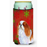 English Toy Spaniel Snowflakes Holiday Christmas Tall Boy Beverage Insulator
