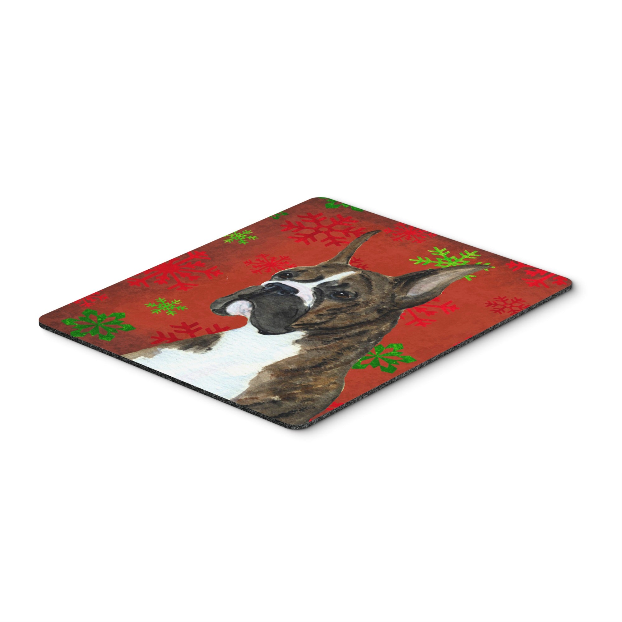 Caroline'S Treasures Boxer Red & Green Snowflakes Holiday Christmas Mouse Pad/Hot Pad/Trivet (Ss4715Mp)