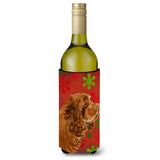 Sussex Spaniel Red Green Snowflake Holiday Christmas Wine Bottle Beverage Insulator Beverage Insulator Hugger