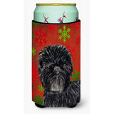 Affenpinscher Red Green Snowflakes Christmas Tall Boy Beverage Insulator Beverage Insulator Hugger