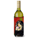 Tibetan Mastiff Red Green Snowflake Christmas Wine Bottle Beverage Insulator Beverage Insulator Hugger