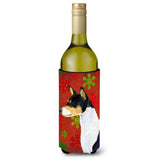 Basenji Red And Green Snowflakes Holiday Christmas Wine Bottle Beverage Insulator