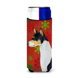 Basenji Red And Green Snowflakes Holiday Christmas Ultra Beverage Insulators For Slim Cans Ss4721Muk