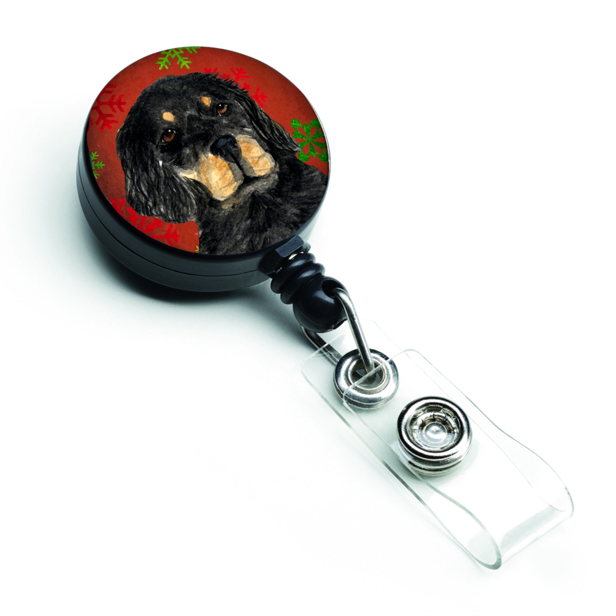 Caroline'S Treasures Gordon Setter Red Green Snowflake Christmas Retractable Badge Reel, Multicolor (Ss4722Br)