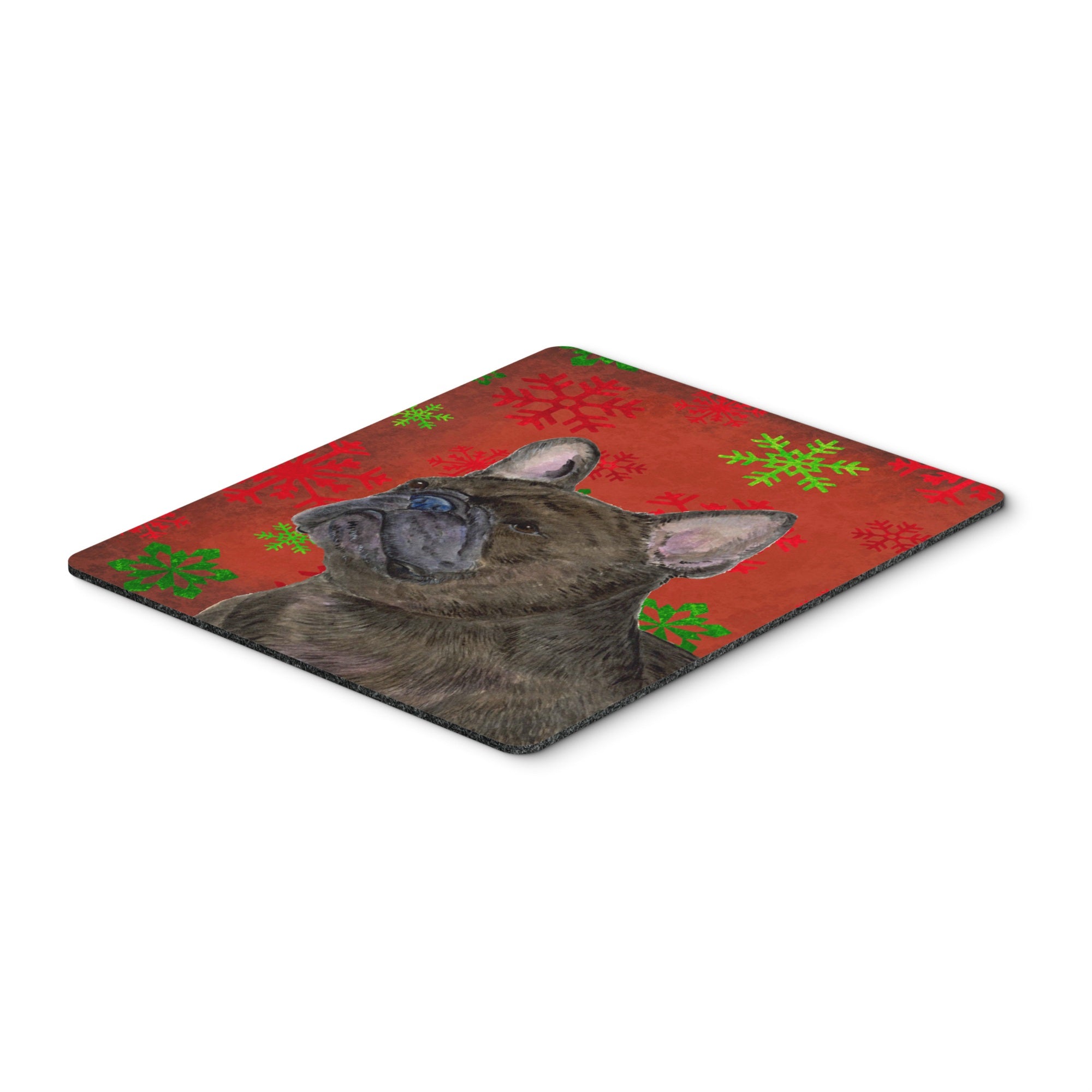 Caroline'S Treasures French Bulldog Red & Green Snowflakes Christmas Mouse Pad/Hot Pad/Trivet (Ss4726Mp)