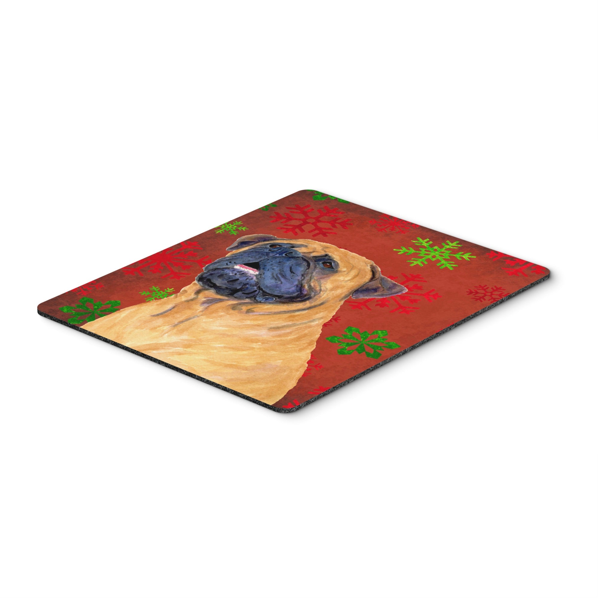 Caroline'S Treasures Mastiff Red And Green Snowflakes Holiday Christmas Mouse Pad, Hot Pad/Trivet (Ss4727Mp)