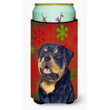 Rottweiler Red And Green Snowflakes Holiday Christmas Tall Boy Beverage Insulator Beverage Insulator Hugger