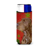 Field Spaniel Red And Green Snowflakes Holiday Christmas Ultra Beverage Insulators For Slim Cans Ss4732Muk