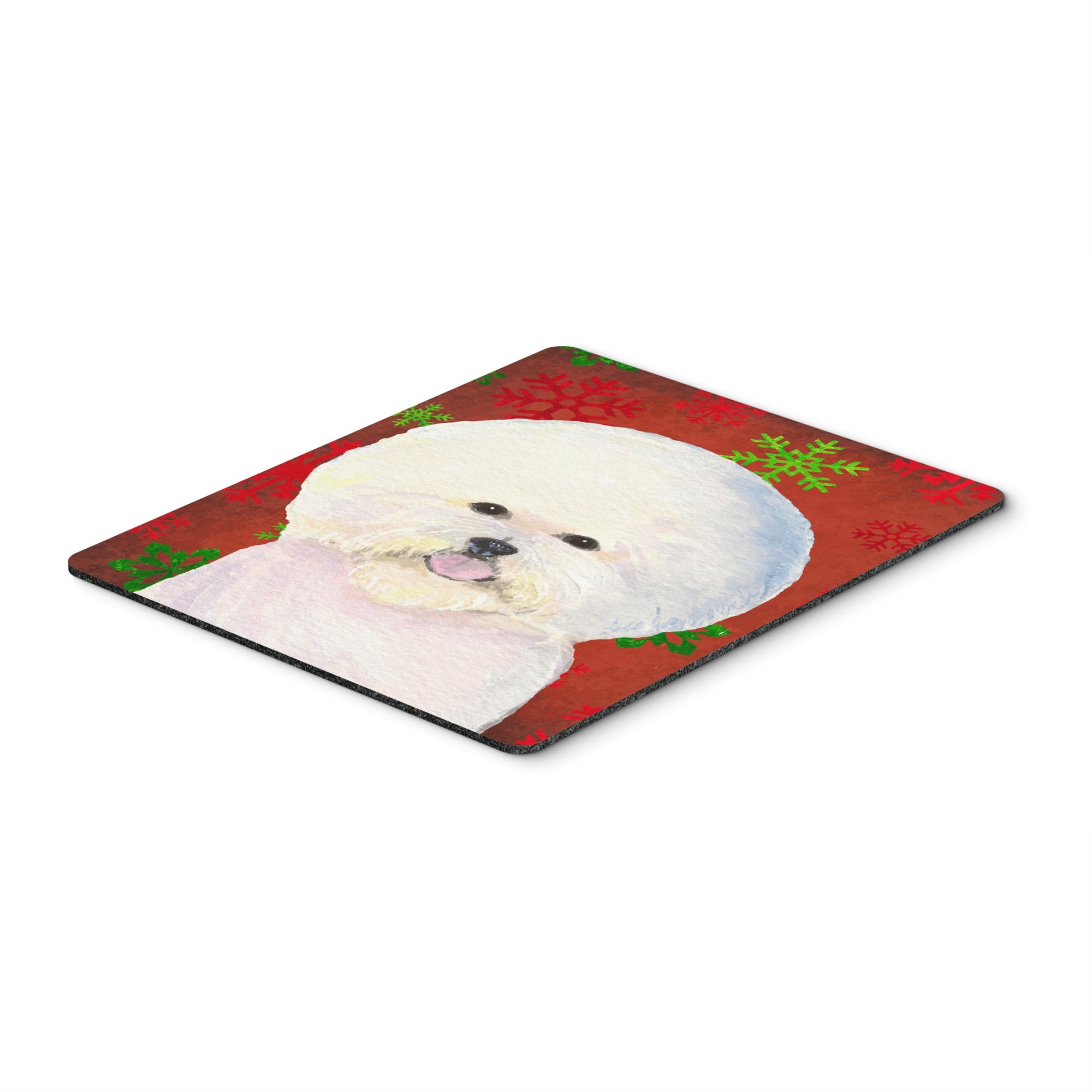 Caroline'S Treasures Bichon Frise Red & Green Snowflakes Christmas Mouse Pad/Hot Pad/Trivet (Ss4733Mp)