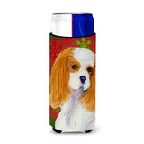 Cavalier Spaniel Red And Green Snowflakes Holiday Christmas Ultra Beverage Insulators For Slim Cans Ss4734Muk