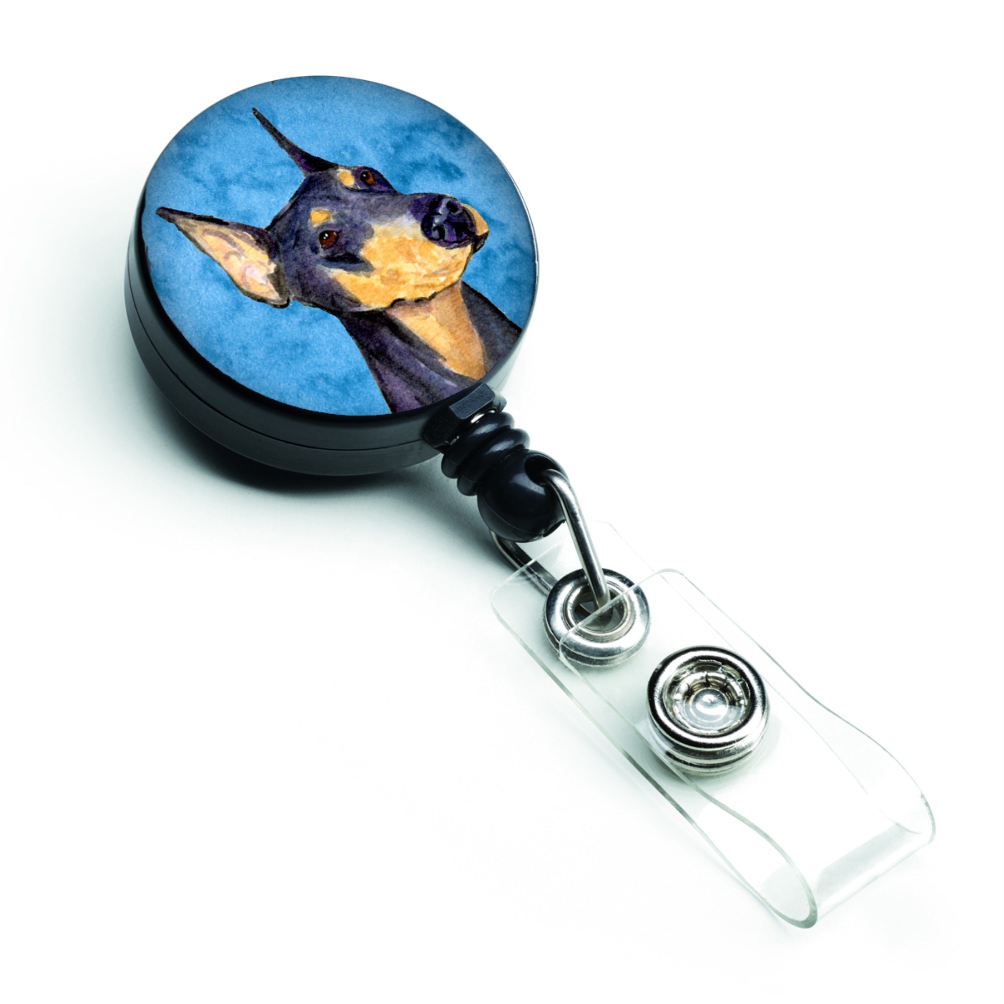 Caroline'S Treasures Doberman Retractable Badge Reel Or Id Holder With Clip, Multicolor (Ss4771-Bu-Br)