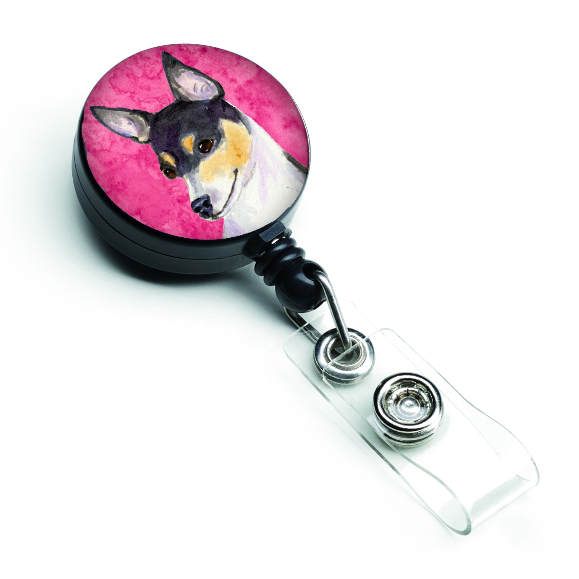 Caroline'S Treasures Rat Terrier Retractable Badge Reel Or Id Holder With Clip, Multicolor (Ss4794-Pk-Br)