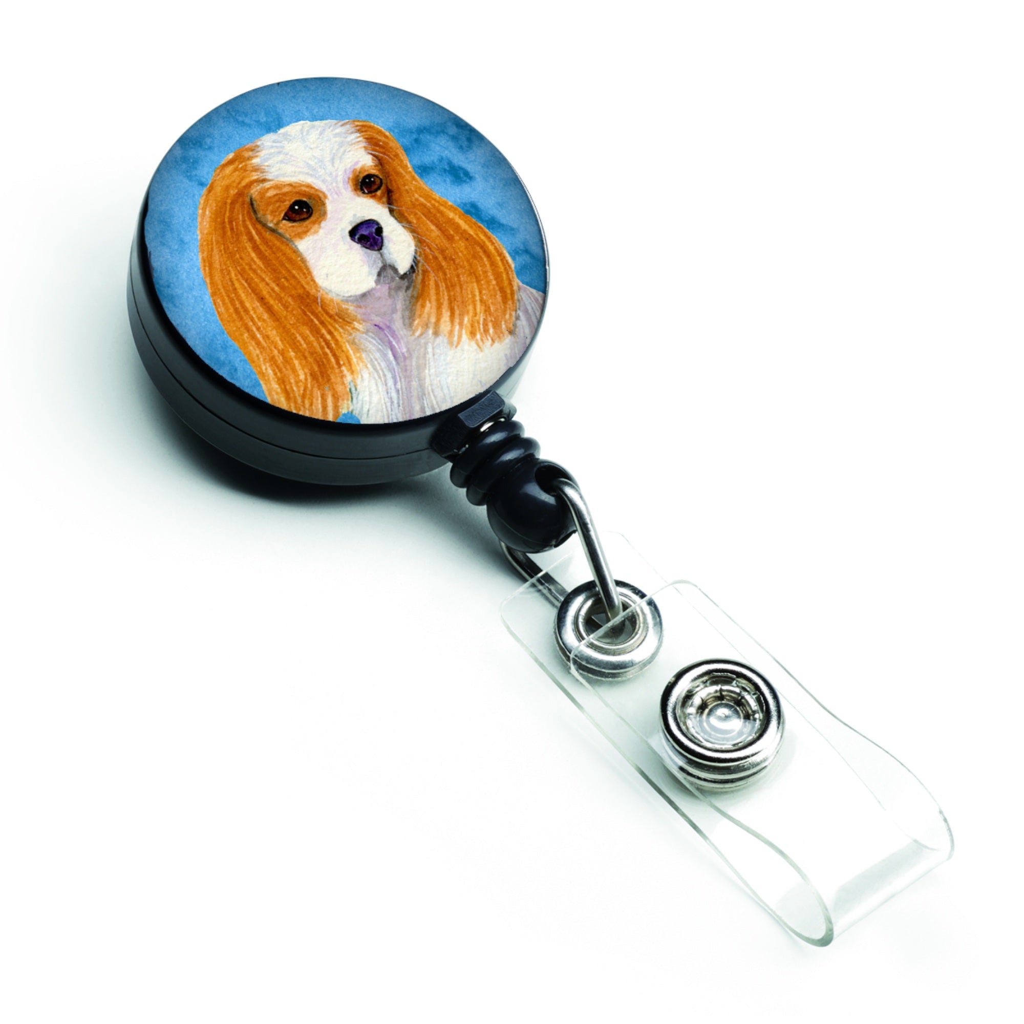 Caroline'S Treasures Cavalier Spaniel Retractable Badge Reel Or Id Holder With Clip, Multicolor (Ss4803-Bu-Br)