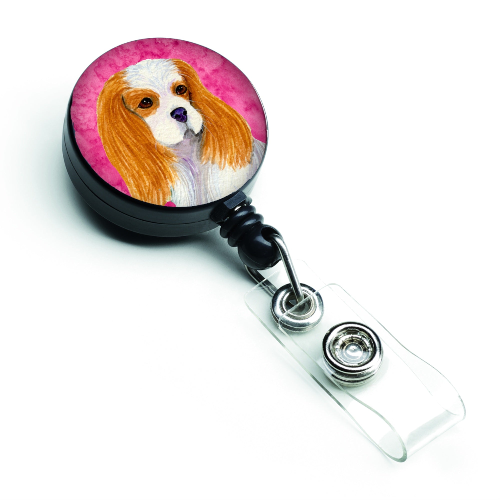 Caroline'S Treasures Cavalier Spaniel Retractable Badge Reel Or Id Holder With Clip, Multicolor (Ss4803-Pk-Br)