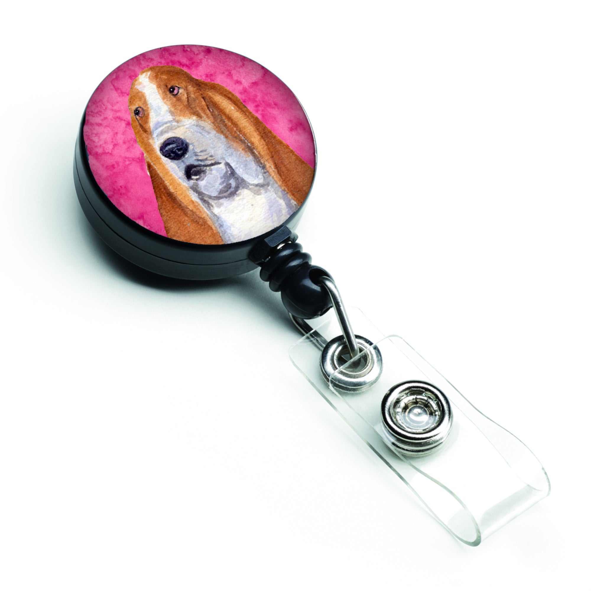 Caroline'S Treasures Basset Hound Retractable Badge Reel Or Id Holder With Clip, Multicolor (Ss4804-Pk-Br)