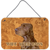 Caroline'S Treasures Field Spaniel Wipe Your Paws Aluminum Metal Wall Or Door Hanging Prints, 8 X 12