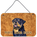 Caroline'S Treasures Rottweiler Wipe Your Paws Aluminum Metal Wall Or Door Hanging Prints, 8 X 12