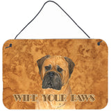 Caroline'S Treasures Bullmastiff Wipe Your Paws Aluminum Metal Wall Or Door Hanging Prints, 8 X 12