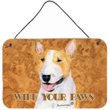 Caroline'S Treasures Bull Terrier Wipe Your Paws Aluminum Metal Wall Or Door Hanging Prints, 8 X 12