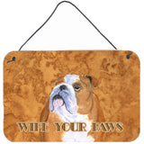 Caroline'S Treasures Ss4893Ds812 Bulldog English Wipe Your Paws Aluminum Metal Wall Or Door Hanging Prints, 8 X 12