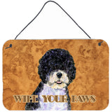 Caroline'S Treasures Portuguese Water Dog Wipe Your Paws Aluminum Metal Wall Or Door Hanging Prints, 8 X 12