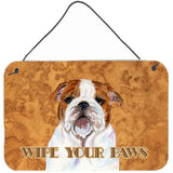 Caroline'S Treasures Ss4896Ds812 Bulldog English Wipe Your Paws Aluminum Metal Wall Or Door Hanging Prints, 8 X 12
