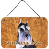 Caroline'S Treasures Schnauzer Wipe Your Paws Aluminum Metal Wall Or Door Hanging Prints, 8 X 12