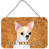 Caroline'S Treasures Ss4901Ds812 Chihuahua Wipe Your Paws Aluminum Metal Wall Or Door Hanging Prints, 8 X 12