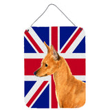 Caroline'S Treasures Ss4908Ds1216 Min Pin With English Union Jack British Flag Wall Or Door Hanging Prints, 16 X 12