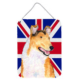 Caroline'S Treasures Collie Smooth With English Union Jack British Flag Wall Or Door Hanging Prints, 16 X 12
