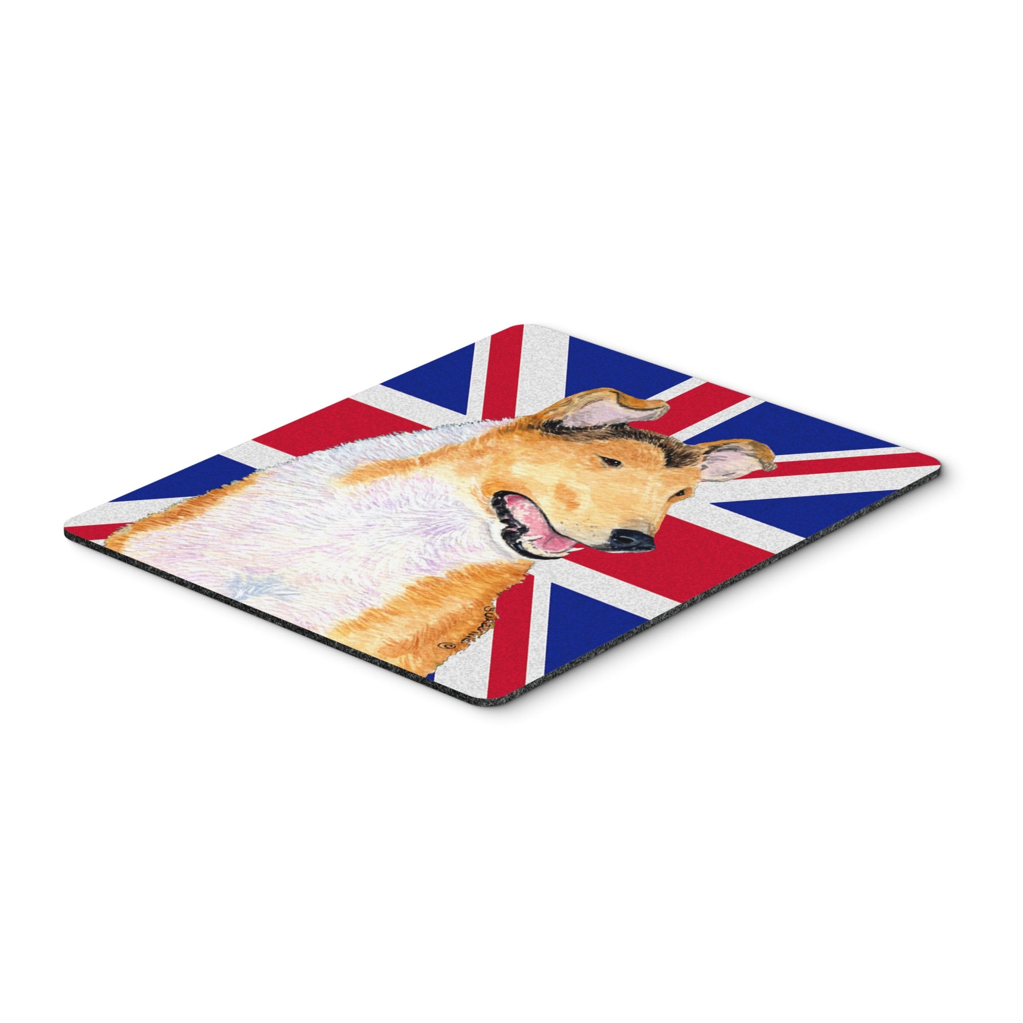 Caroline'S Treasures Collie Smooth With English Union Jack British Flag Mouse Pad, Hot Pad/Trivet (Ss4912Mp)