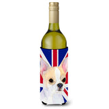 Chihuahua With English Union Jack British Flag Wine Bottle Beverage Insulator Hugger Ss4916Literk
