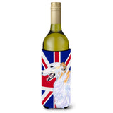 Borzoi With English Union Jack British Flag Wine Bottle Beverage Insulator Hugger Ss4917Literk