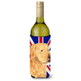 Golden Retriever With English Union Jack British Flag Wine Bottle Beverage Insulator Hugger Ss4918Literk