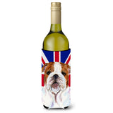 English Bulldog With English Union Jack British Flag Wine Bottle Beverage Insulator Hugger Ss4926Literk