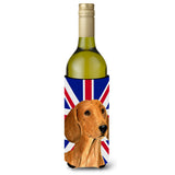Dachshund With English Union Jack British Flag Wine Bottle Beverage Insulator Hugger Ss4929Literk