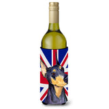 Doberman With English Union Jack British Flag Wine Bottle Beverage Insulator Hugger Ss4937Literk