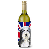 Bearded Collie With English Union Jack British Flag Wine Bottle Beverage Insulator Hugger Ss4939Literk