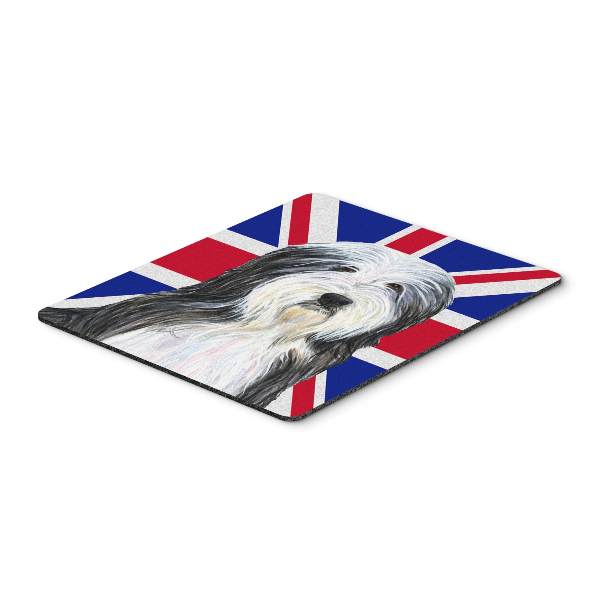 Caroline'S Treasures Bearded Collie With English Union Jack British Flag Mouse Pad, Hot Pad/Trivet (Ss4939Mp)