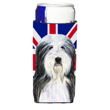 Bearded Collie With English Union Jack British Flag Ultra Beverage Insulators For Slim Cans Ss4939Muk