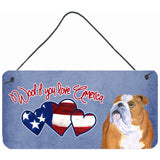 Caroline'S Treasures Ss5002Ds612 Woof If You Love America English Bulldog Wall Or Door Hanging Prints, 6 X 12