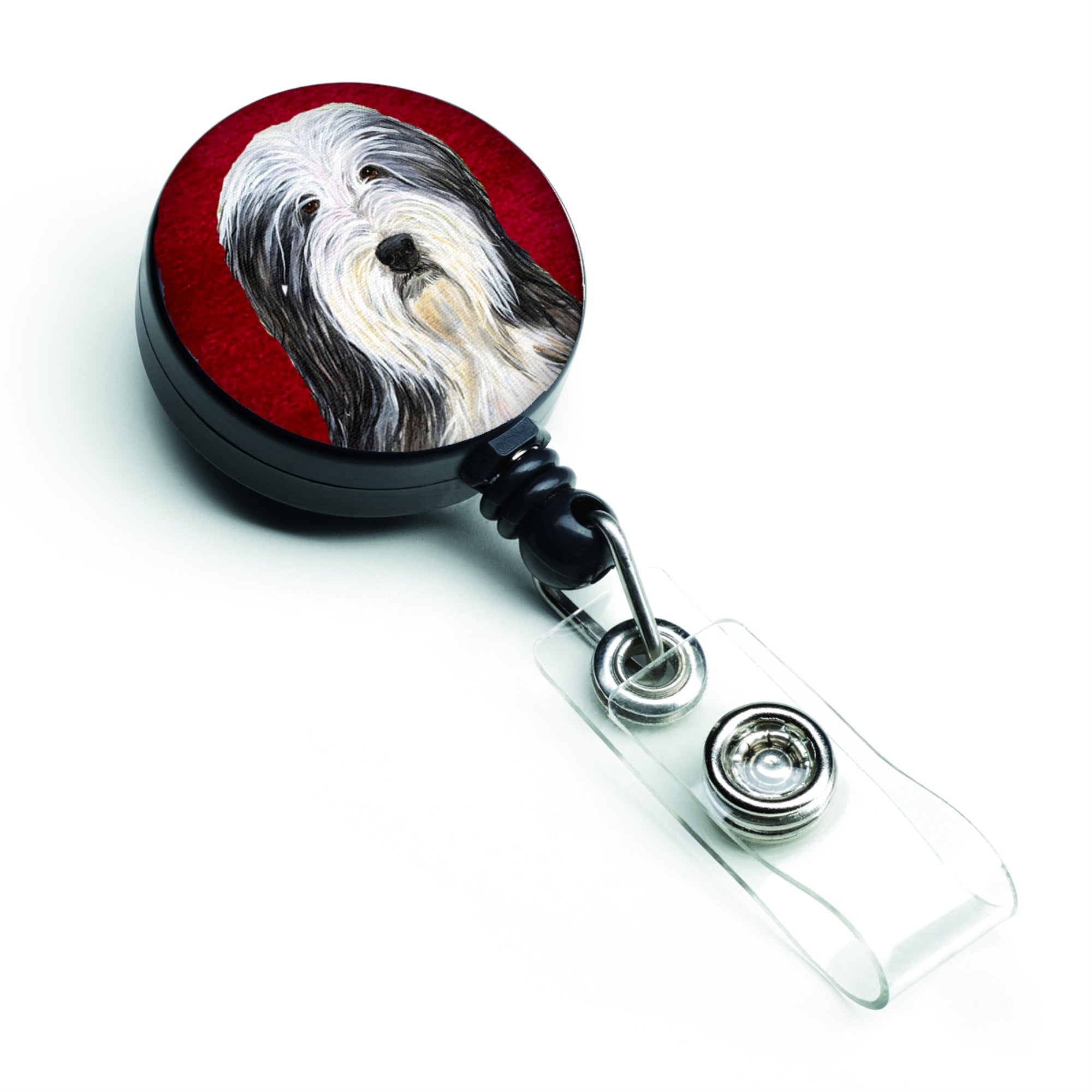 Caroline'S Treasures Bearded Collie Retractable Badge Reel Or Id Holder With Clip, Multicolor (Ss6028Br)