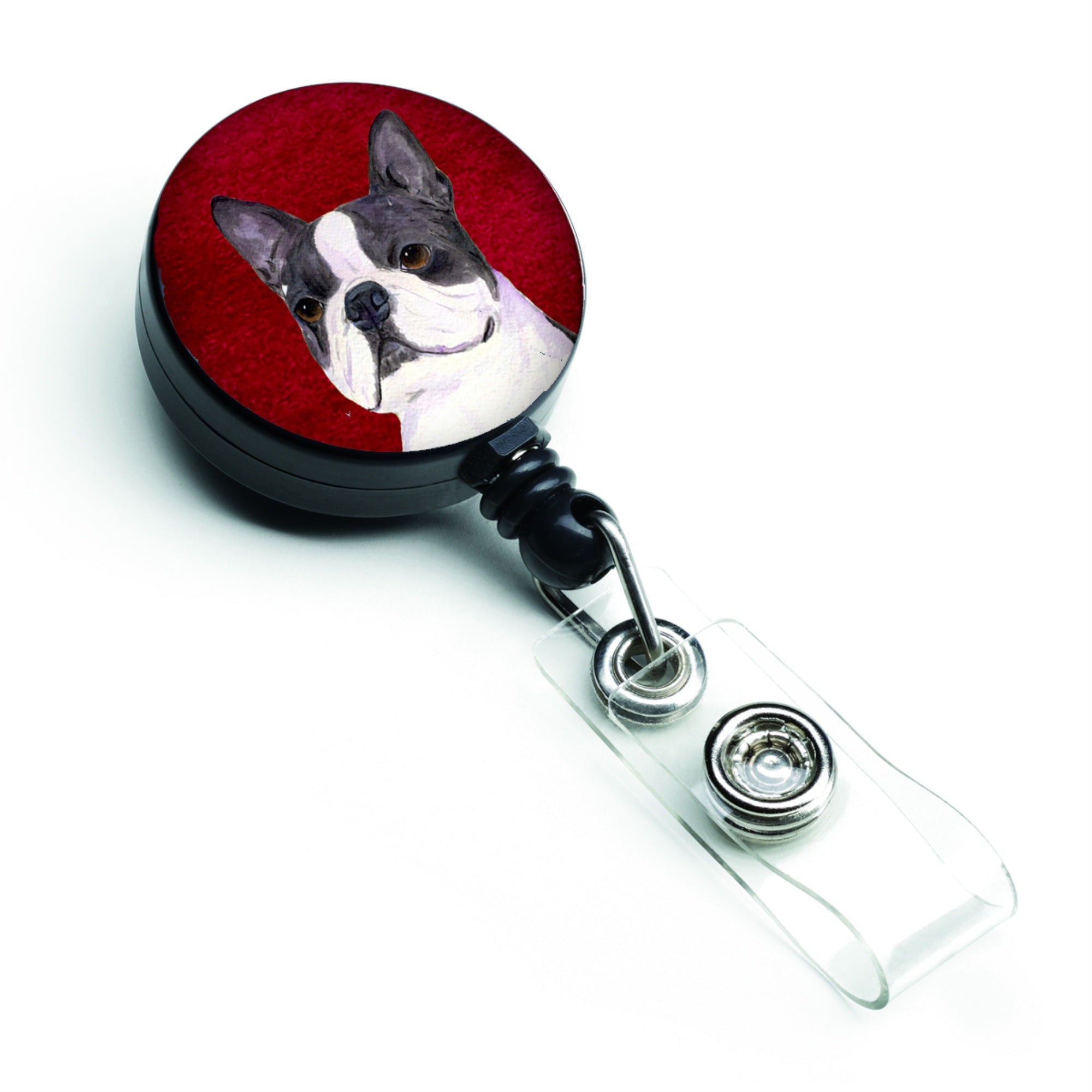 Caroline'S Treasures Boston Terrier Retractable Badge Reel Or Id Holder With Clip, Multicolor (Ss6045Br)