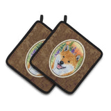 Caroline'S Treasures Shiba Inu Pair Of Pot Holders Ss8234Pthd, 7.5Hx7.5W, Multicolor