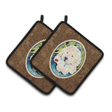 Caroline'S Treasures Golden Retriever Pair Of Pot Holders Ss8271Pthd, 7.5Hx7.5W, Multicolor
