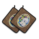 Caroline'S Treasures Bichon Frise Pair Of Pot Holders Ss8295Pthd, 7.5Hx7.5W, Multicolor