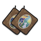 Caroline'S Treasures Little Girl With Westie Pair Of Pot Holders Ss8351Pthd, 7.5Hx7.5W, Multicolor