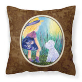 Caroline'S Treasures Ss8351Pw1414 Little Girl With Westie Decorative Canvas Fabric Pillow, Large, Multicolor